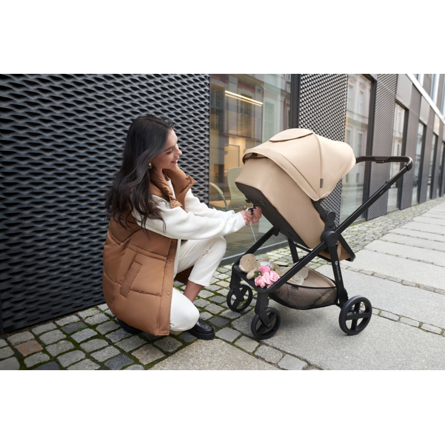 KINDERKRAFT - Passeggino combinato 4in1 NEWLY Classico beige + seggiolino auto MINK PRO con base ISOFIX