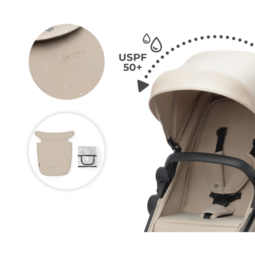KINDERKRAFT - Passeggino combinato 4in1 NEWLY Classico beige + seggiolino auto MINK PRO con base ISOFIX