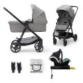 KINDERKRAFT - Passeggino combinato 4v1 NEWLY Classico grigio + seggiolino auto MINK PRO con base ISOFIX