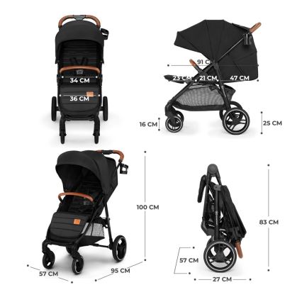KINDERKRAFT - Passeggino GRANDE PLUS nero