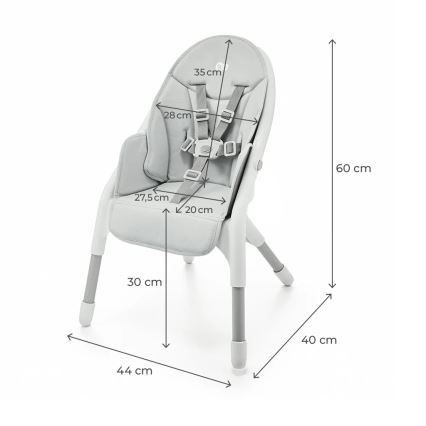 KINDERKRAFT - Sedia da pranzo per bambini 2in1 DINNLY grigio