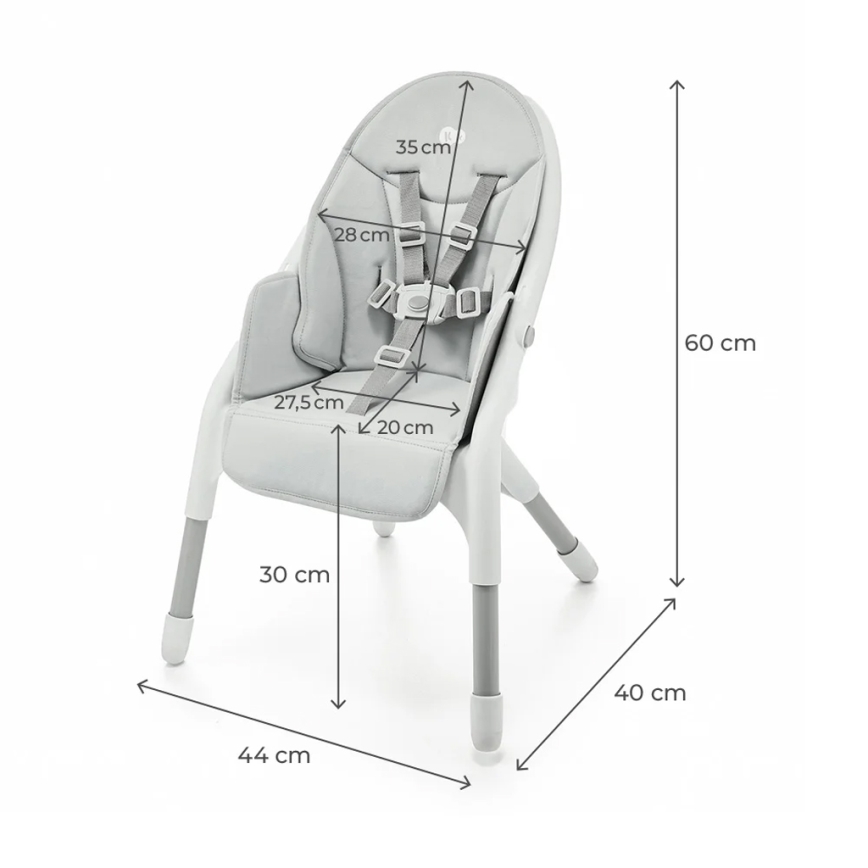 KINDERKRAFT - Sedia da pranzo per bambini 2in1 DINNLY grigio