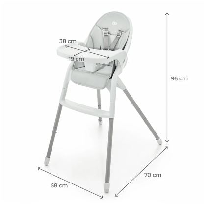 KINDERKRAFT - Sedia da pranzo per bambini 2in1 DINNLY grigio