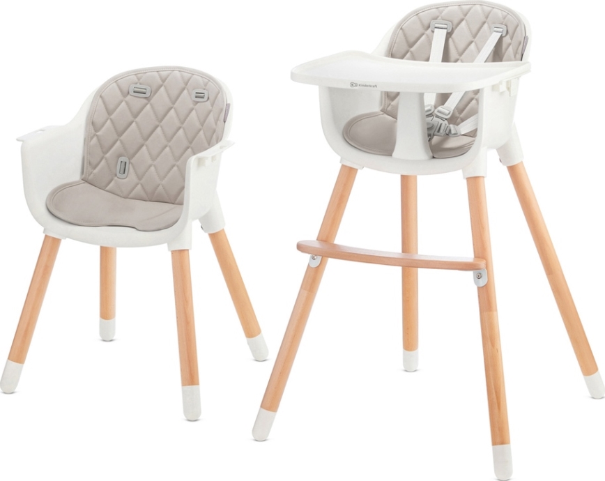 KINDERKRAFT - Sedia da pranzo per bambini 2v1 SIENNA faggio/grigio
