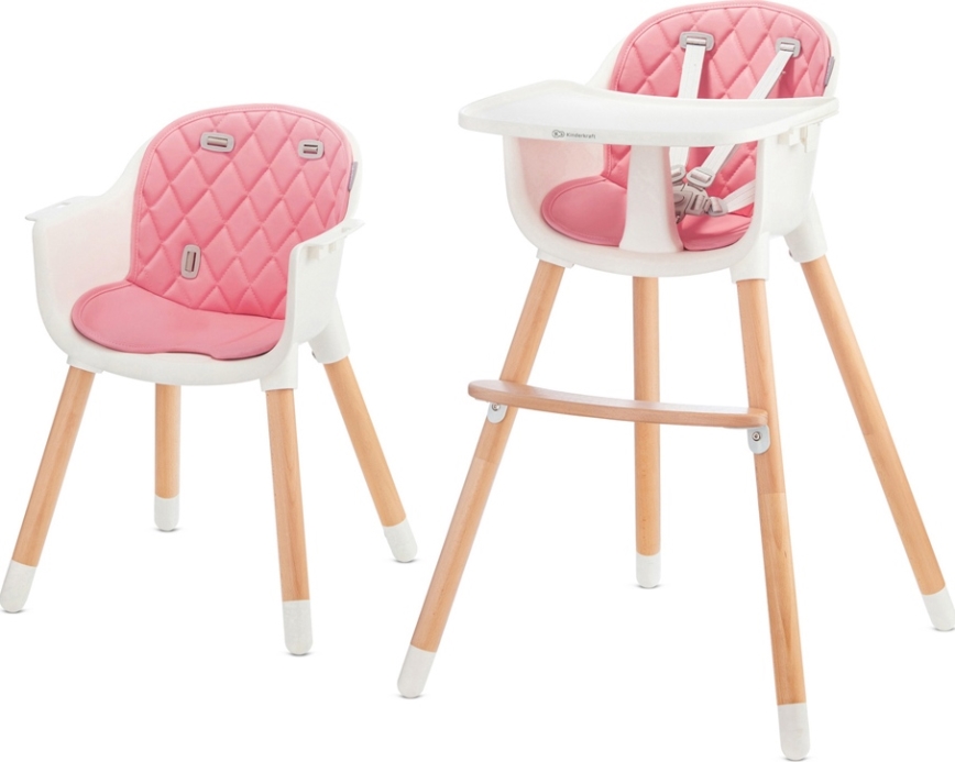 KINDERKRAFT - Sedia da pranzo per bambini 2v1 SIENNA faggio/rosa