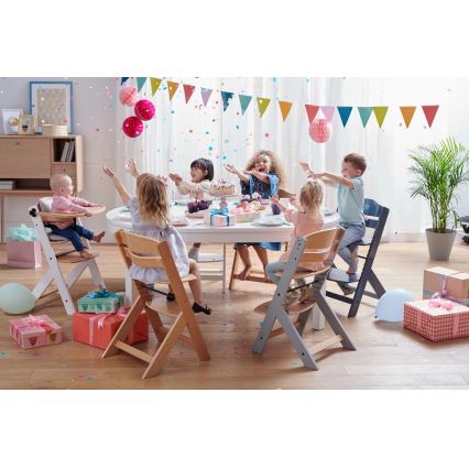 KINDERKRAFT - Sedia da pranzo per bambini ENOCK con cuscini grigio/bianco