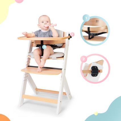 KINDERKRAFT - Sedia da pranzo per bambini ENOCK con cuscini grigio/bianco