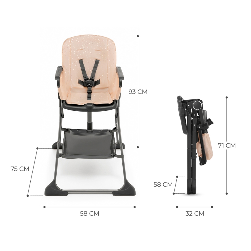 KINDERKRAFT - Sedia da pranzo per bambini FOLDEE rosa