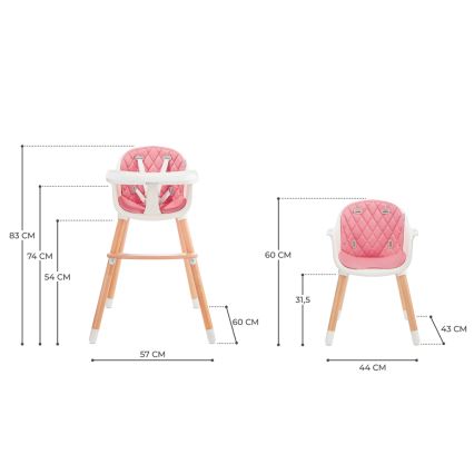 KINDERKRAFT - Sedia da pranzo per bambini SIENNA faggio/rosa