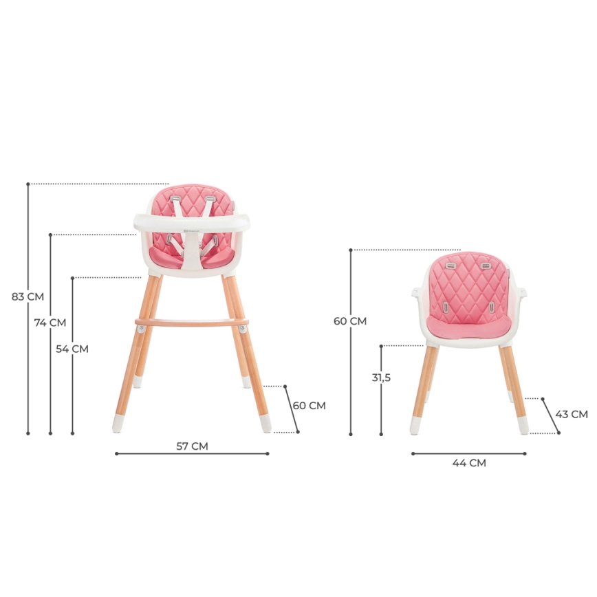 KINDERKRAFT - Sedia da pranzo per bambini SIENNA faggio/rosa