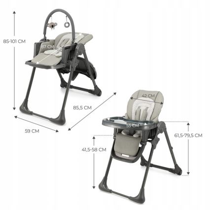 KINDERKRAFT - Sedia da pranzo per bambini TUMMIE grigio