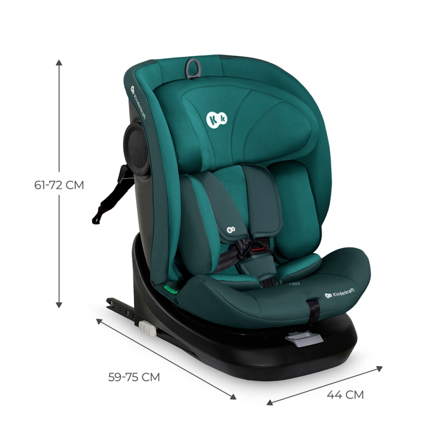 KINDERKRAFT - Seggiolino auto con base girevole I-GROW i-Size 40-150 cm turchese