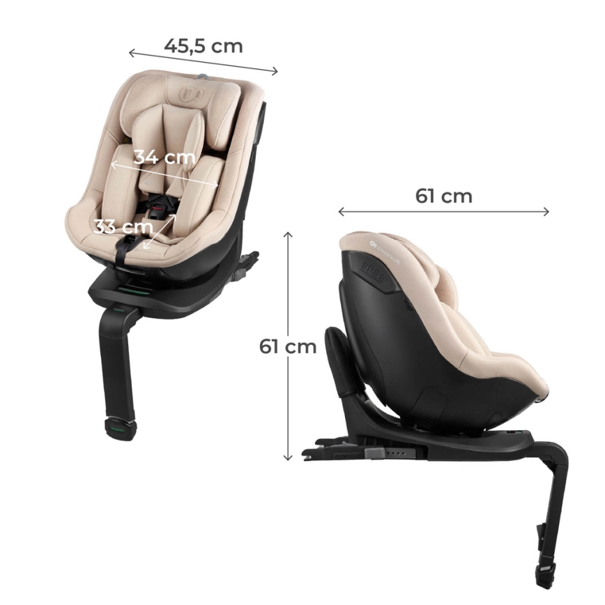 KINDERKRAFT - Seggiolino auto con base girevole I-GUARD i-Size 40-105 cm beige