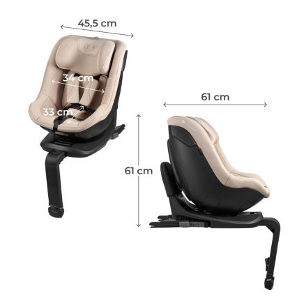 KINDERKRAFT - Seggiolino auto con base girevole I-GUARD PRO i-Size 61-105 cm beige