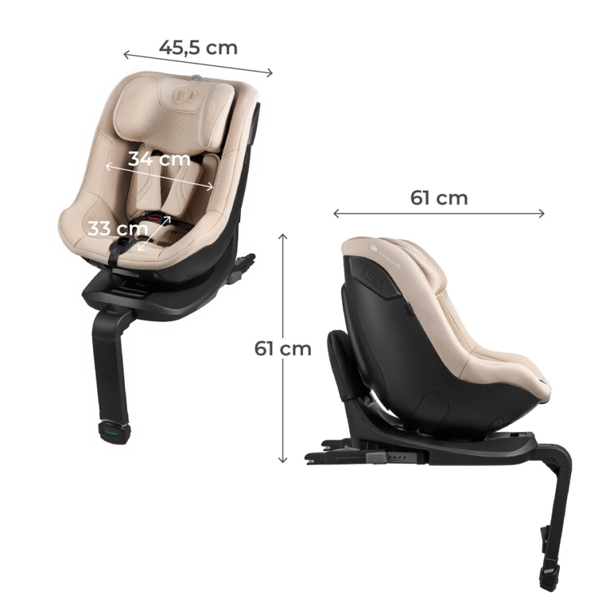 KINDERKRAFT - Seggiolino auto con base girevole I-GUARD PRO i-Size 61-105 cm beige