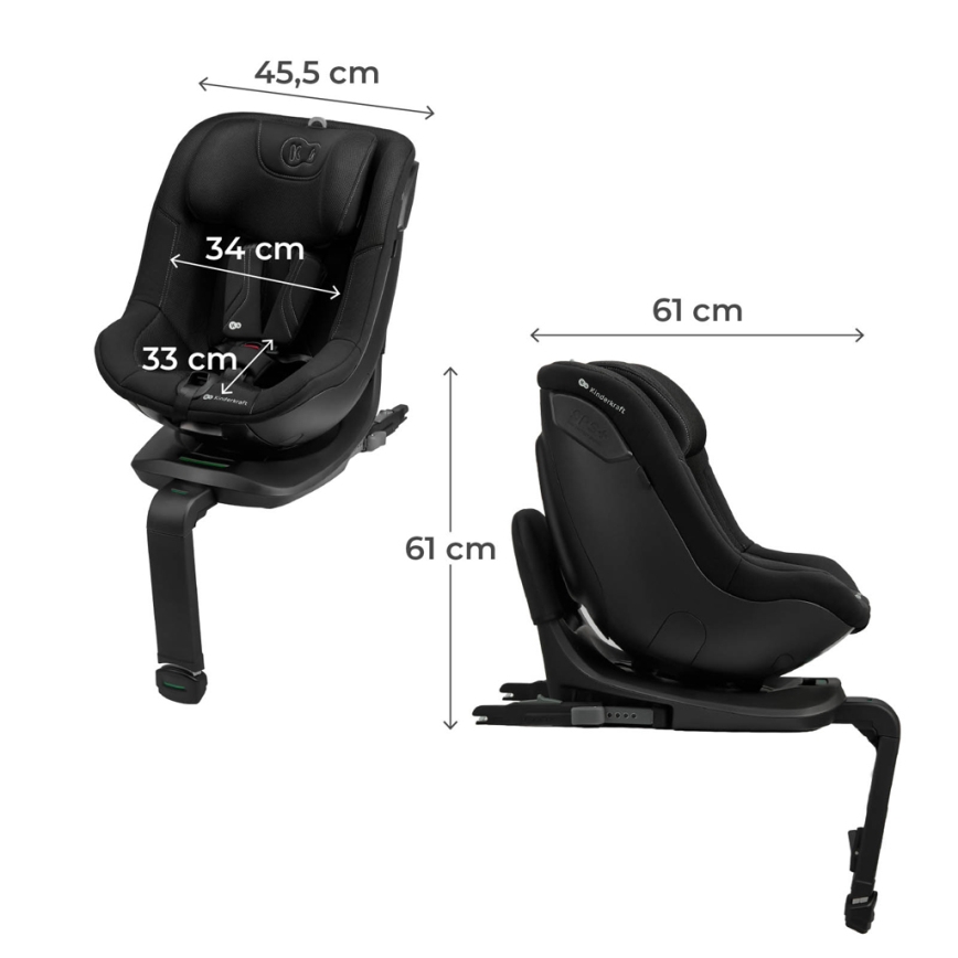 KINDERKRAFT - Seggiolino auto con base girevole I-GUARD PRO i-Size 61-105 cm nero