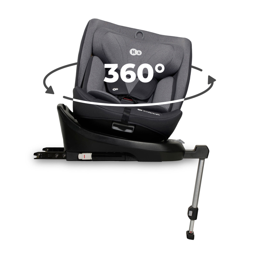 KINDERKRAFT - Seggiolino auto I-360 i-Dimensioni (40-150 cm) grigio