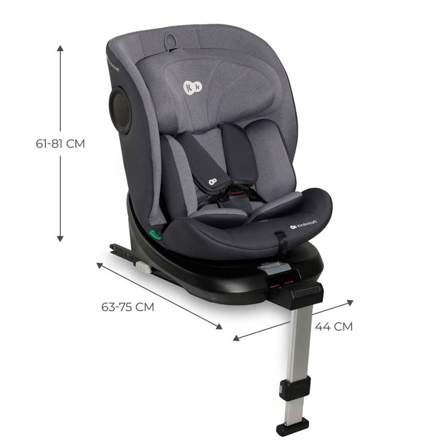 KINDERKRAFT - Seggiolino auto I-360 i-Dimensioni (40-150 cm) grigio