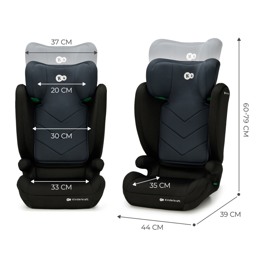 KINDERKRAFT - Seggiolino auto I-SPARK i-Dimensioni (100-150 cm) nero