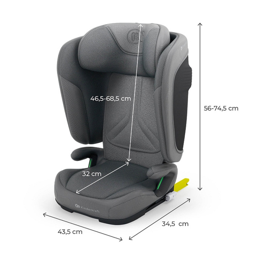 KINDERKRAFT - Seggiolino auto pieghevole UNITY 2 i-Size 100-150 cm grigio