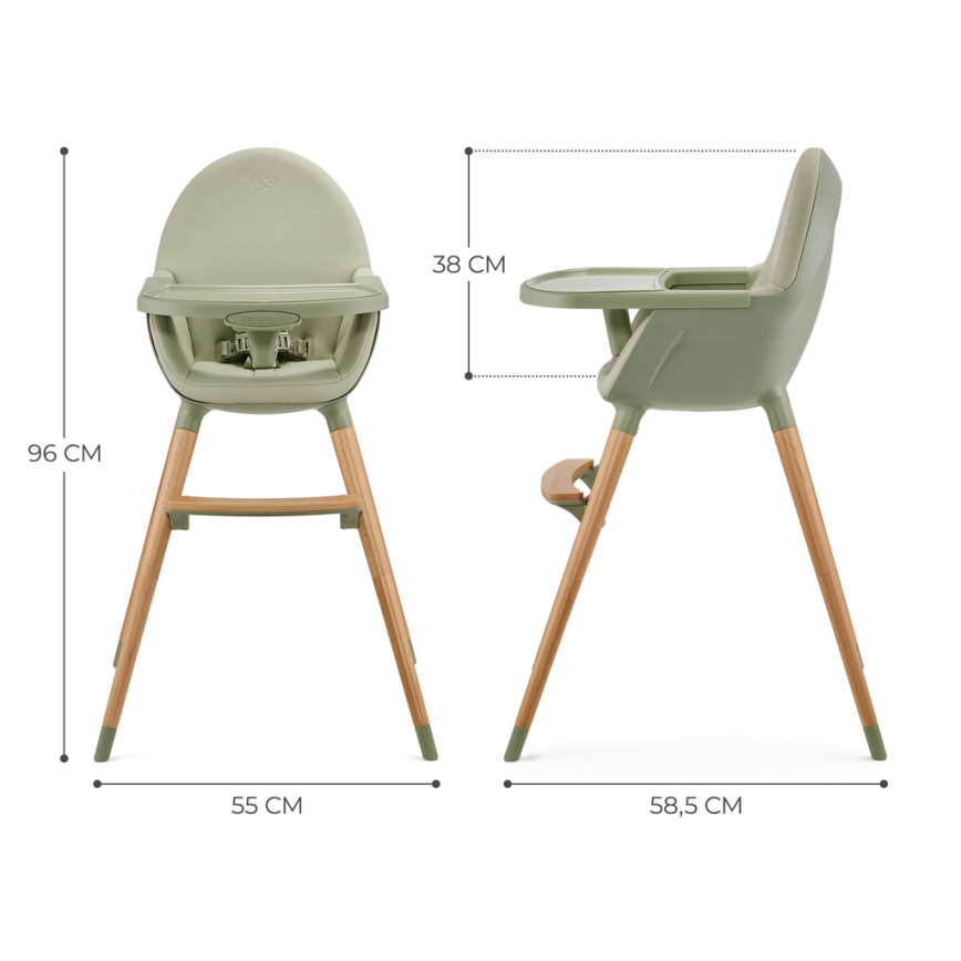 KINDERKRAFT - Seggiolone per bambini 2 in 1 FINI2 faggio/verde