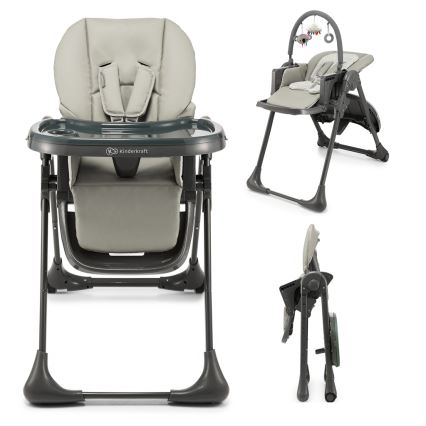 KINDERKRAFT - Seggiolone da pranzo 2 in 1 per bambini TUMMIE grigio