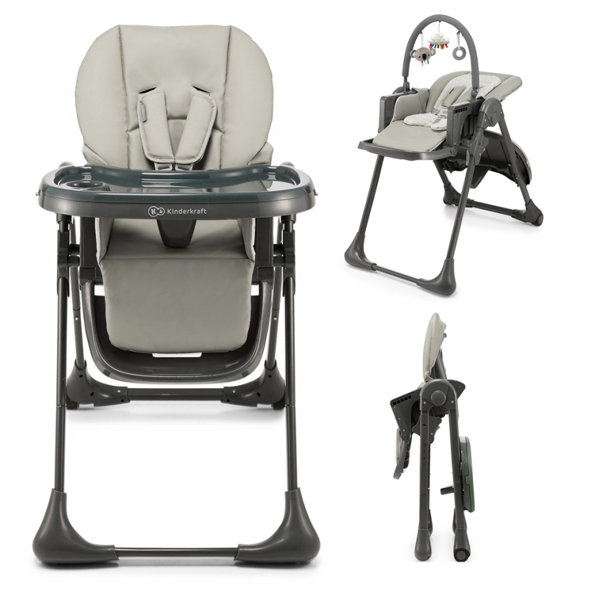 KINDERKRAFT - Seggiolone da pranzo 2 in 1 per bambini TUMMIE grigio