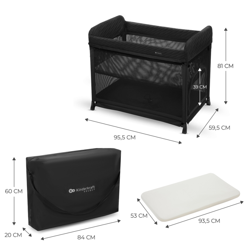 KINDERKRAFT SELECT - Culla da viaggio MOON DREAM nero