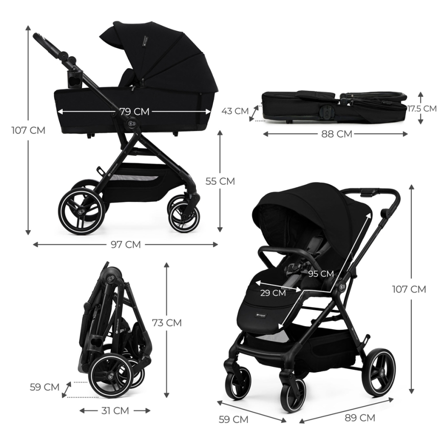 KINDERKRAFT SELECT - Passeggino combinato 2in1 YOXI Pure nero