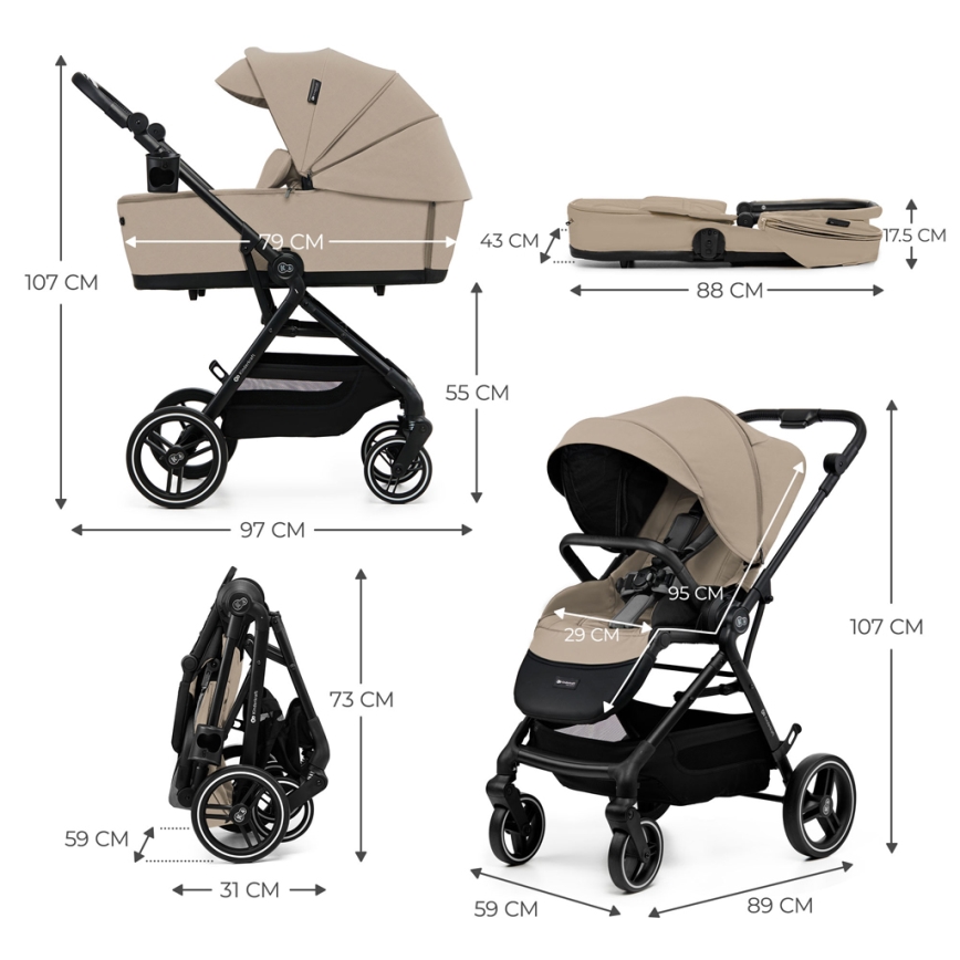 KINDERKRAFT SELECT - Passeggino combinato 2in1 YOXI Sand beige