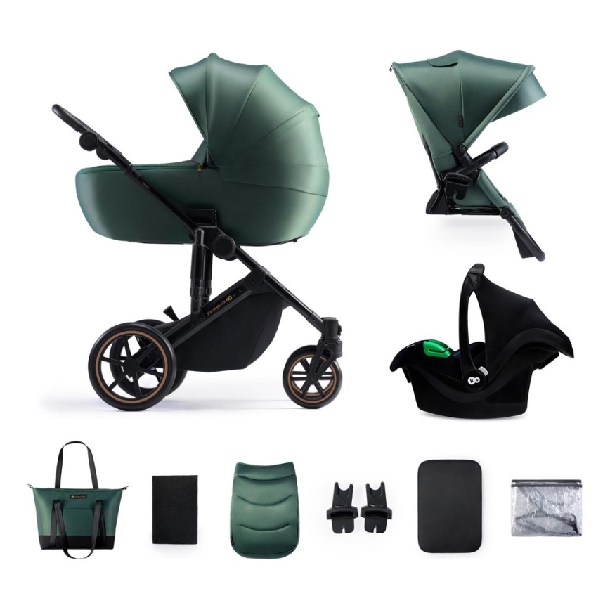 KINDERKRAFT SELECT - Passeggino combinato 3in1 PRIME 2 Premium Dark verde + seggiolino auto
