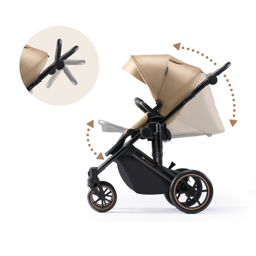 KINDERKRAFT SELECT - Passeggino combinato 3in1 PRIME 2 Premium Sandrose beige + seggiolino auto