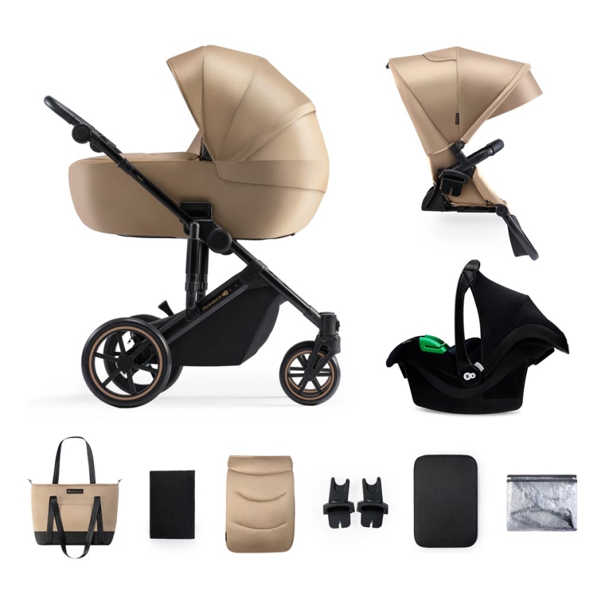 KINDERKRAFT SELECT - Passeggino combinato 3in1 PRIME 2 Premium Sandrose beige + seggiolino auto