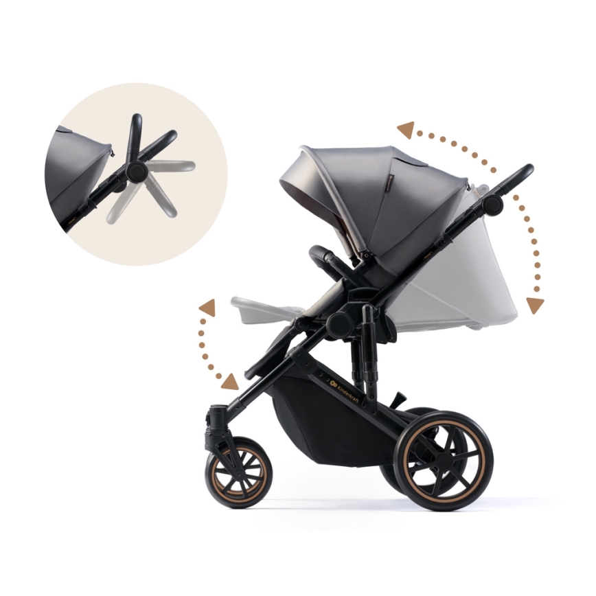 KINDERKRAFT SELECT - Passeggino combinato 3in1 PRIME 2 Premium Shadow grigio + seggiolino auto