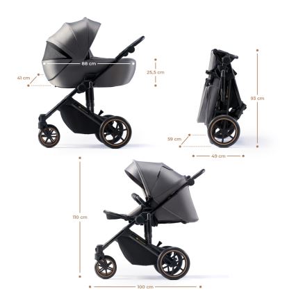 KINDERKRAFT SELECT - Passeggino combinato 3in1 PRIME 2 Premium Shadow grigio + seggiolino auto