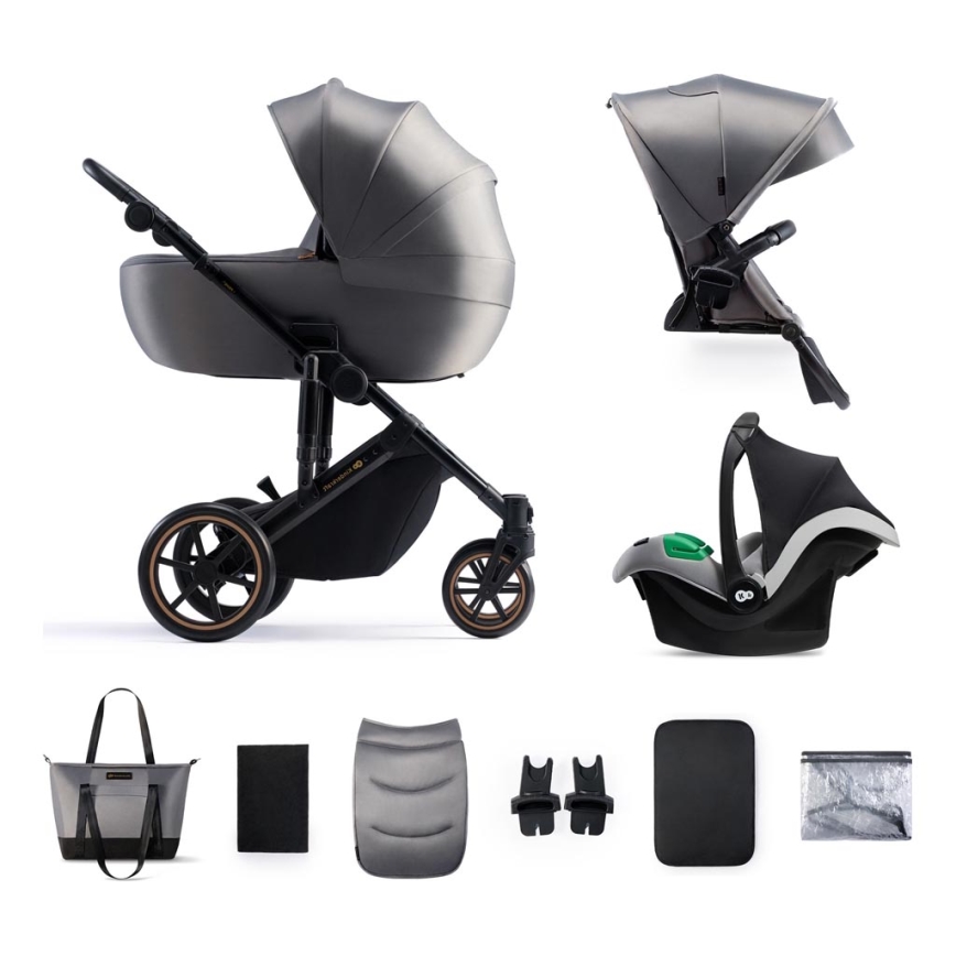 KINDERKRAFT SELECT - Passeggino combinato 3in1 PRIME 2 Premium Shadow grigio + seggiolino auto