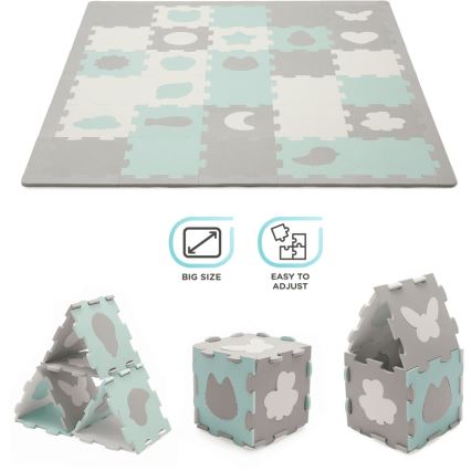 KINDERKRAFT - Puzzle in schiuma LUNO 30 pezzi grigio/menta