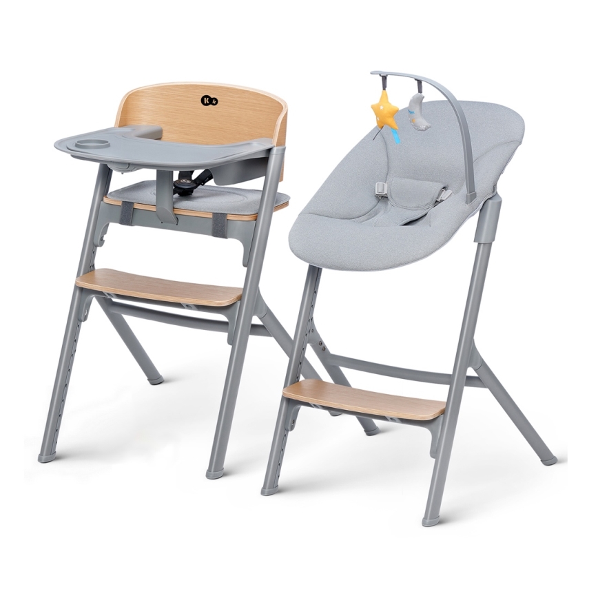 KINDERKRAFT SELECT - Sedia da pranzo per bambini 3in1 LIVY Premium quercia + lettino CALMEE