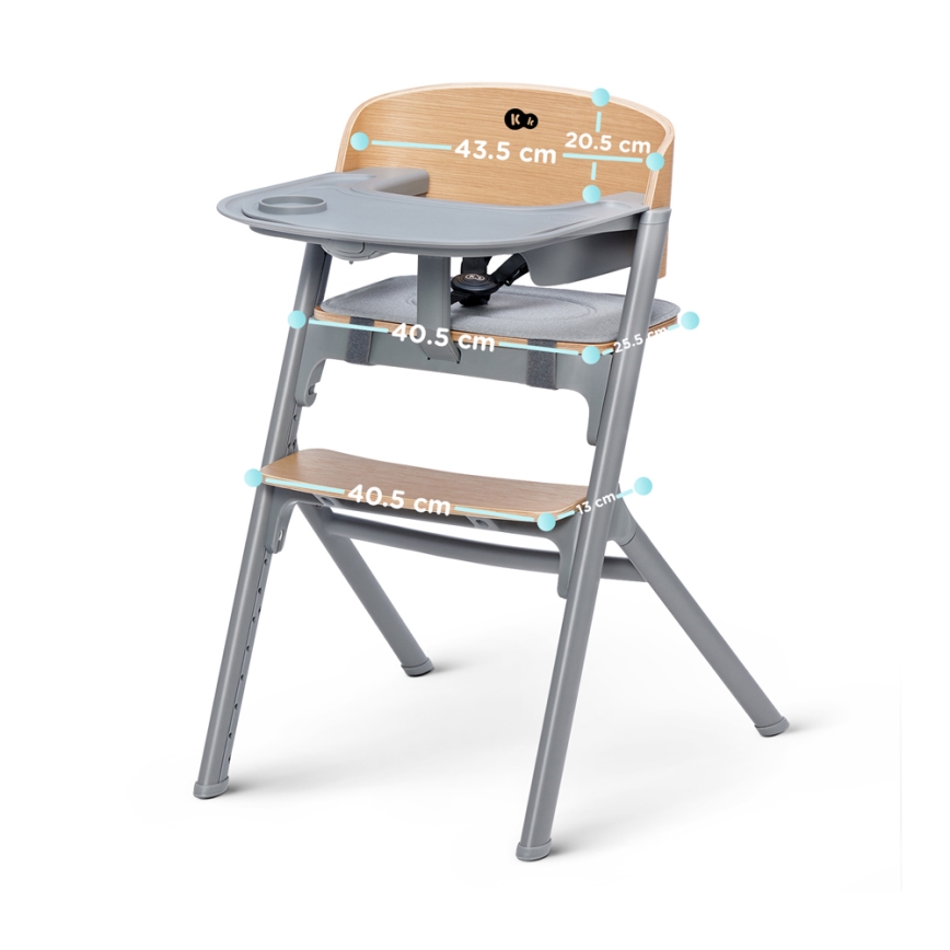 KINDERKRAFT SELECT - Sedia da pranzo per bambini 3in1 LIVY Premium quercia + lettino CALMEE
