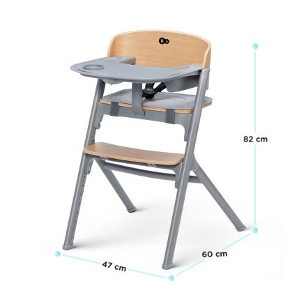 KINDERKRAFT SELECT - Sedia da pranzo per bambini 3in1 LIVY Premium quercia + lettino CALMEE