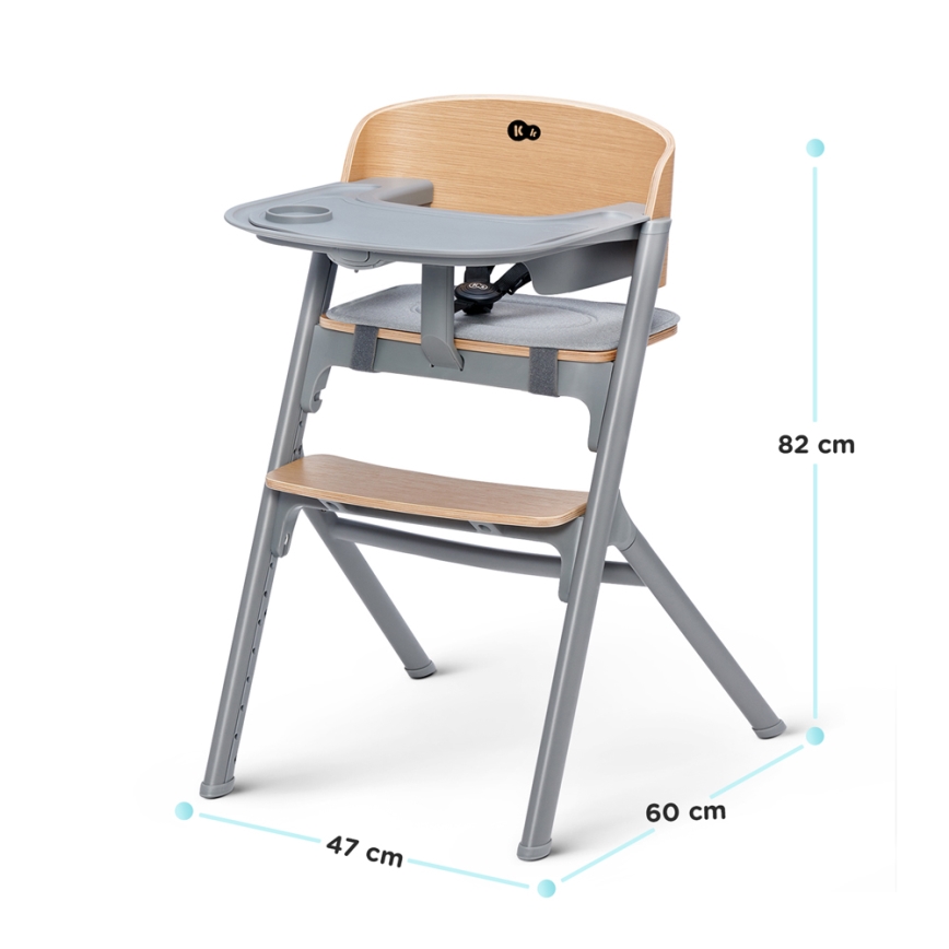 KINDERKRAFT SELECT - Sedia da pranzo per bambini 3in1 LIVY Premium quercia + lettino CALMEE
