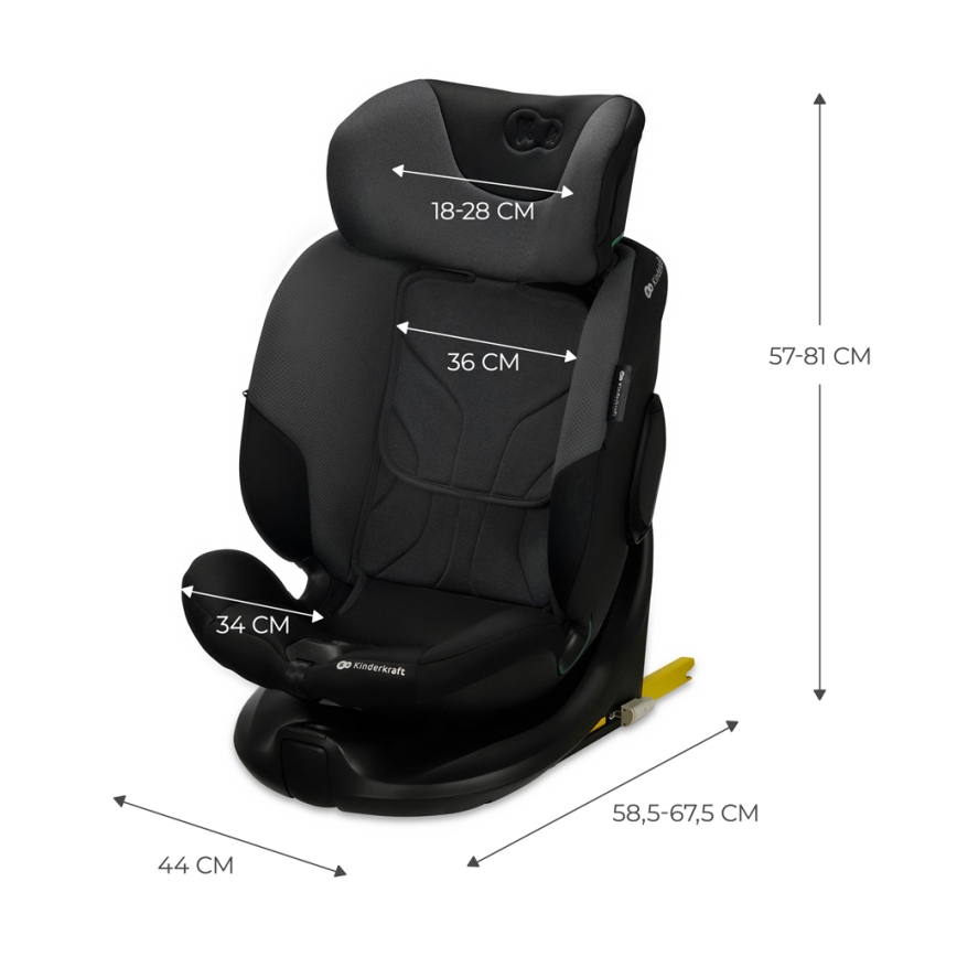 KINDERKRAFT SELECT - Seggiolino auto con base girevole I-FIX (40-150 cm) Nero grafite