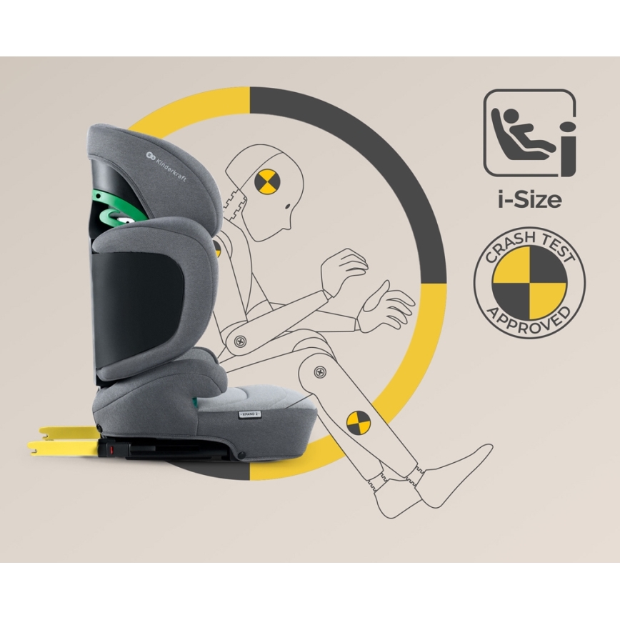 KINDERKRAFT SELECT - Seggiolino auto XPAND 2 i-Dimensioni (100-150 cm) Premium Missile grigio