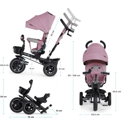 KINDERKRAFT - Triciclo per bambini 5in1 SPINSTEP rosa