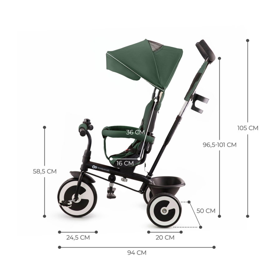 KINDERKRAFT - Triciclo per bambini ASTON Mystic verde