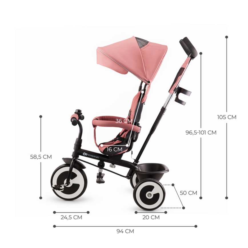 KINDERKRAFT - Triciclo per bambini ASTON Rosa rosa