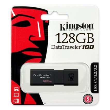 Kingston - Flash Drive DATATRAVELER 100 G3 USB 3.0 128GB nera