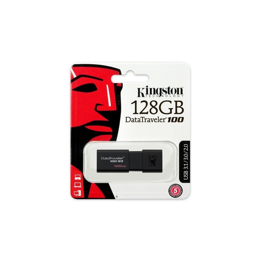 Kingston - Flash Drive DATATRAVELER 100 G3 USB 3.0 128GB nera