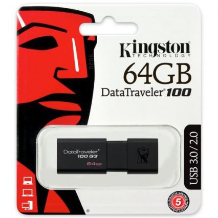 Kingston - Flash Drive DATATRAVELER 100 G3 USB 3.0 64GB nera