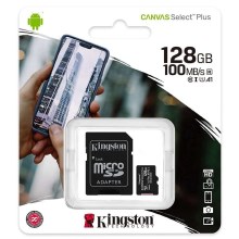 Kingston - MicroSDXC 128GB Canvas Select Plus U1 100MB/s + adattatore SD
